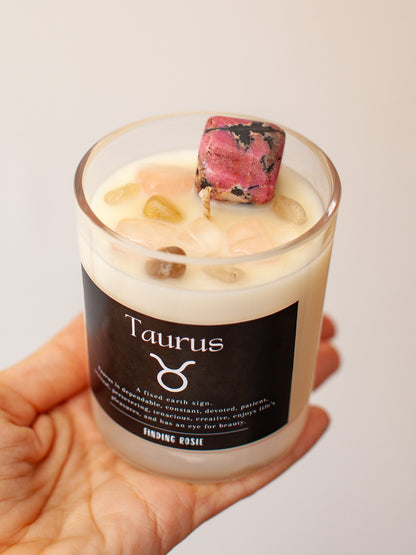 Taurus Zodiac Crystal Candle