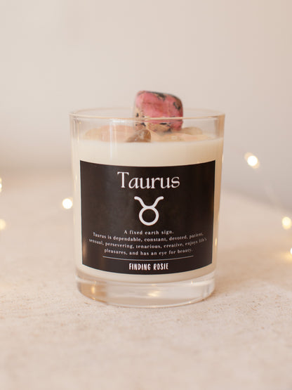 Taurus Zodiac Crystal Candle