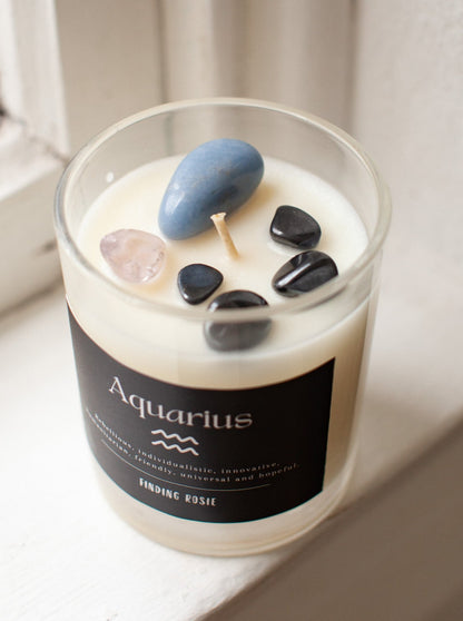 Aquarius Zodiac Crystal Candle