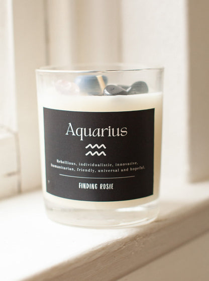 Aquarius Zodiac Crystal Candle