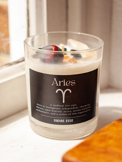 Aries Zodiac Crystal Candle