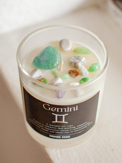 Gemini Zodiac Crystal Candle